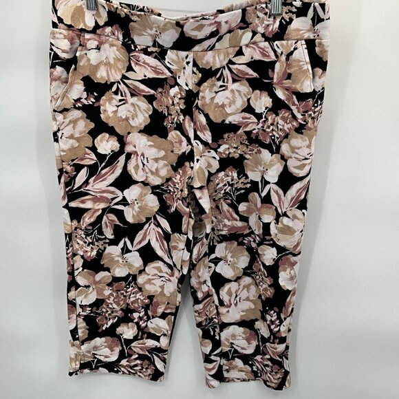 Belle‎ Kim Gravel Pique Fresh Picked Capri Large Black Floral A639670 - Picture 1 of 8